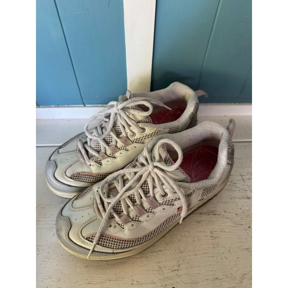 Skechers Shape-ups Women 8.5 White Silver Pink Rocker Bottom Sneakers 11803